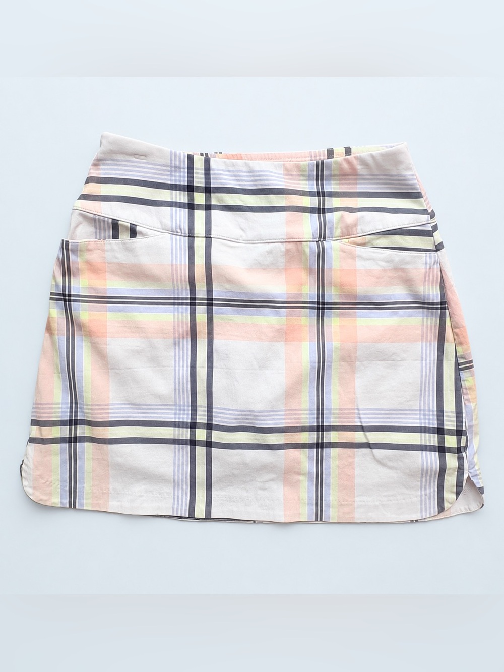 Lady Hagen Plaid Golf or Tennis Skort Skirt M Medium White Blue Pink pockets